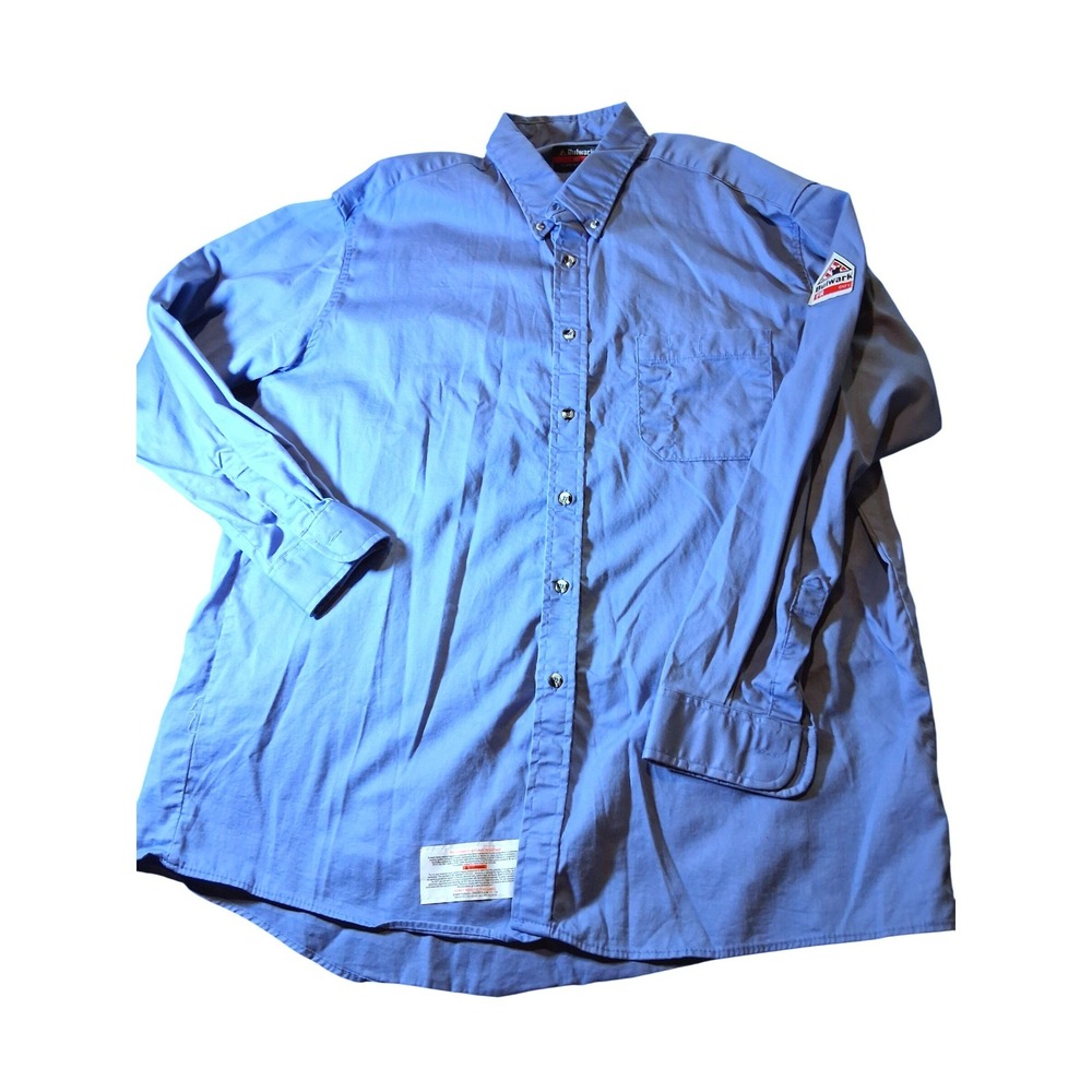 Bulwark FR Mens XL-LN Blue Flame Resistant Work Shirt SEG6LB2 CAT 1 Cotton